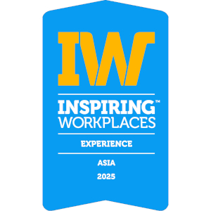 Logo Inspiring Workplaces Ásia 2025 em azul.